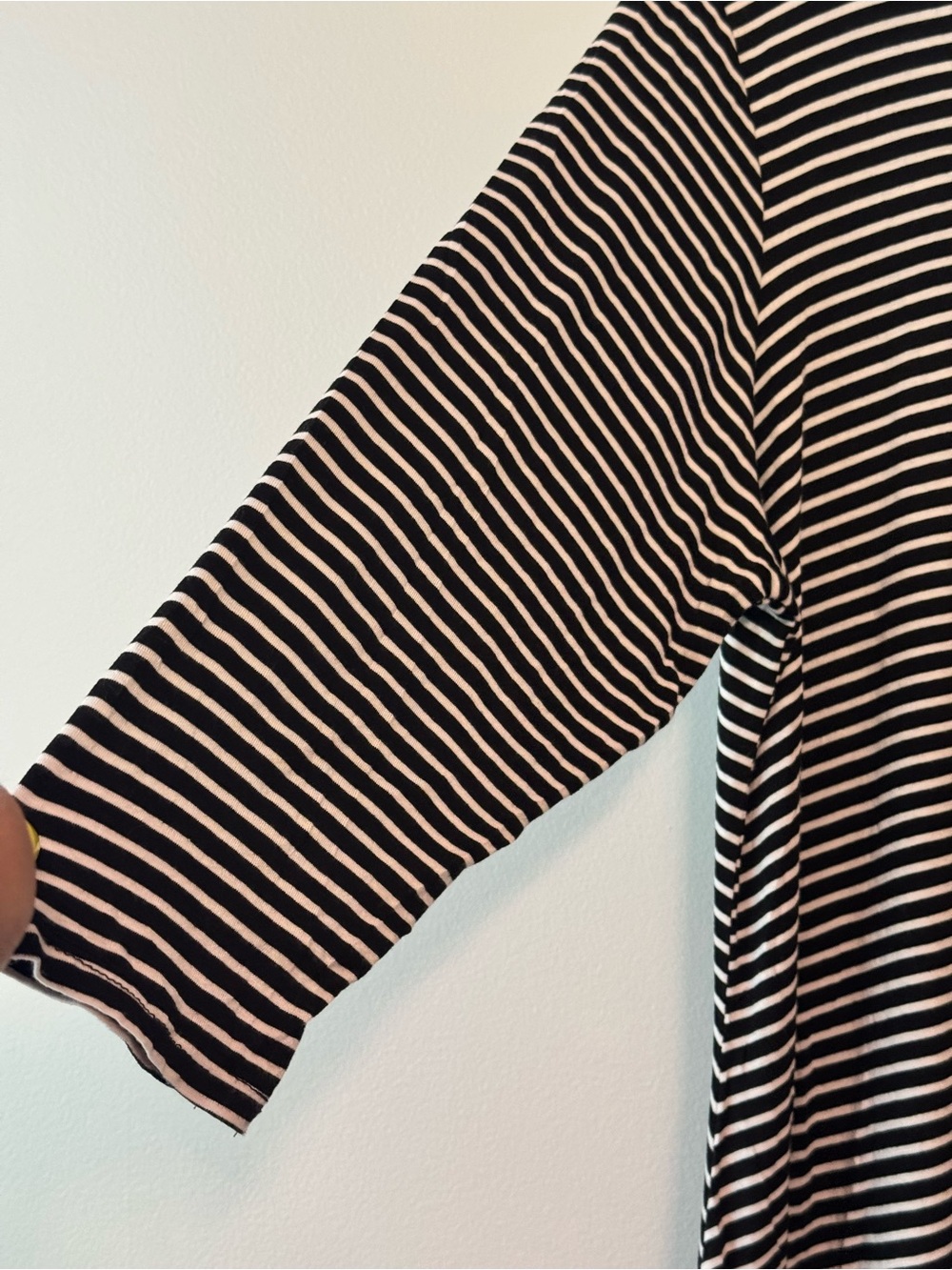 Black and White Striped Long-Sleeve A-Line Dress - Picture 3 of 4